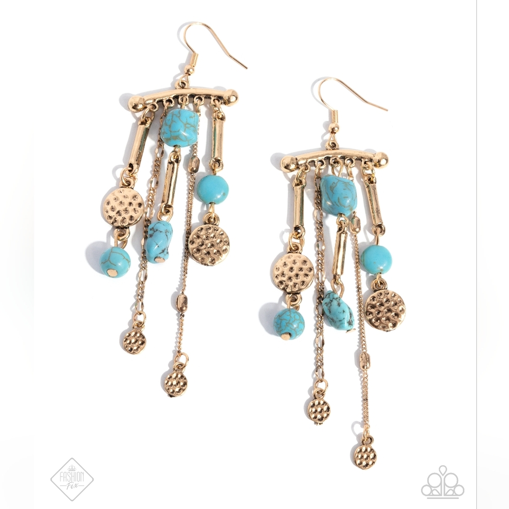 Coachella Cascade Blue Earrings Dangling Western Fashion Jewelry Paparazzi